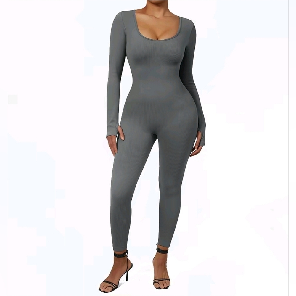 Grey Mooslover Ribbed Jumpsuit
